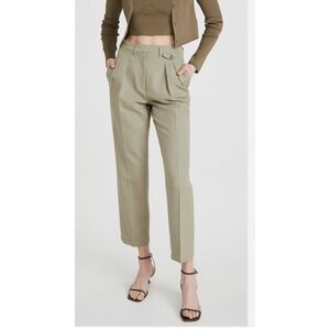 ANINE BING Women's Mycah Wool Pleated Trousers Pants Size 30‎ Khaki Green Casual